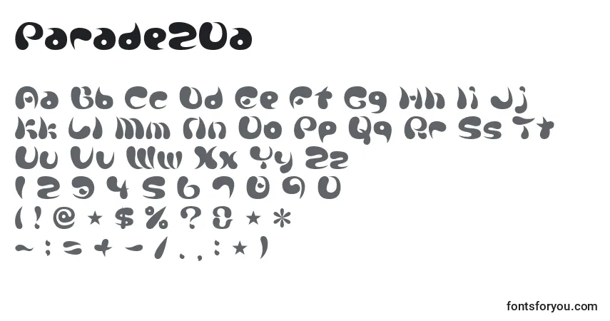 Schriftart Parade20a – Alphabet, Zahlen, spezielle Symbole