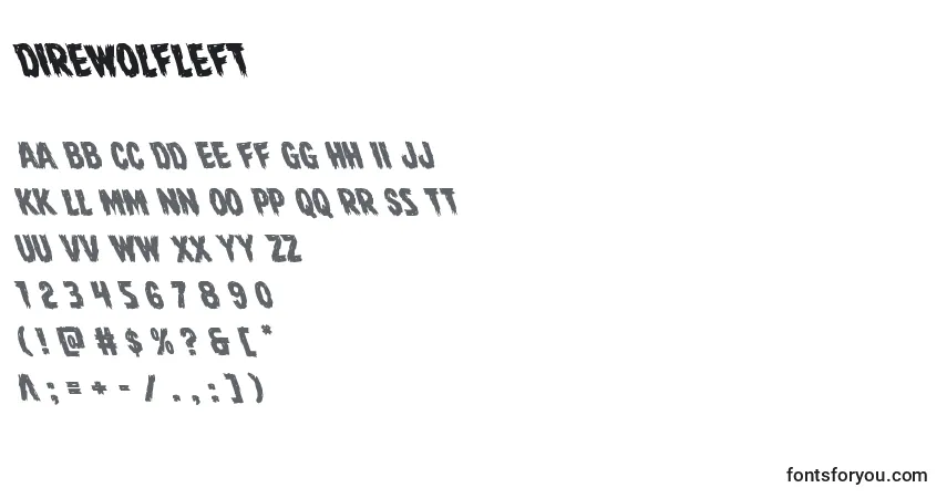 A fonte Direwolfleft – alfabeto, números, caracteres especiais