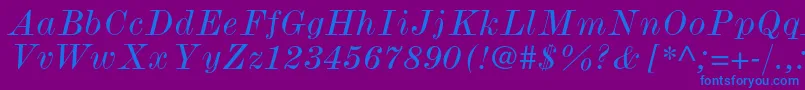 ModernmtstdWideitalic Font – Blue Fonts on Purple Background