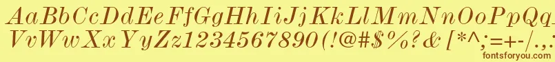 ModernmtstdWideitalic Font – Brown Fonts on Yellow Background