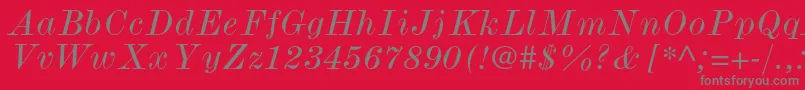 Fonte ModernmtstdWideitalic – fontes cinzas em um fundo vermelho