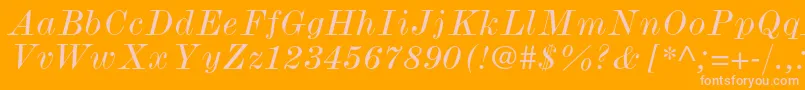 ModernmtstdWideitalic-Schriftart – Rosa Schriften auf orangefarbenem Hintergrund