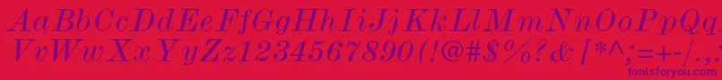 ModernmtstdWideitalic Font – Purple Fonts on Red Background