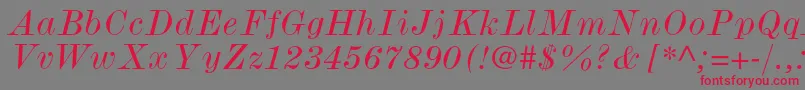 ModernmtstdWideitalic Font – Red Fonts on Gray Background