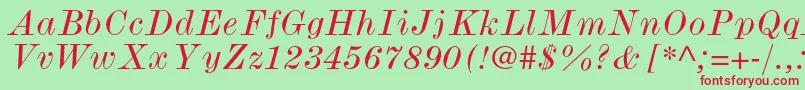 Fonte ModernmtstdWideitalic – fontes vermelhas em um fundo verde