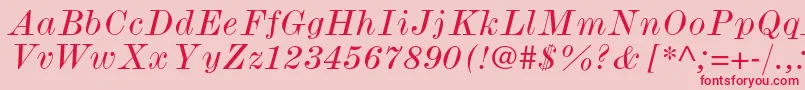 フォントModernmtstdWideitalic – ピンクの背景に赤い文字