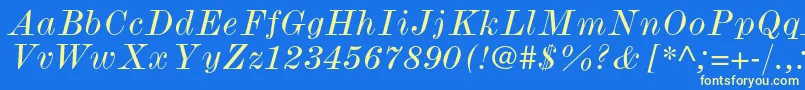 Fonte ModernmtstdWideitalic – fontes amarelas em um fundo azul