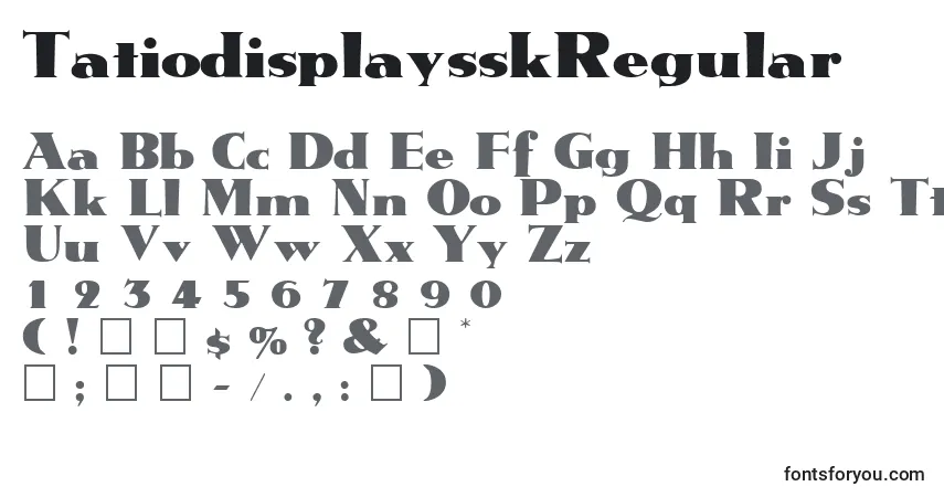 Schriftart TatiodisplaysskRegular – Alphabet, Zahlen, spezielle Symbole