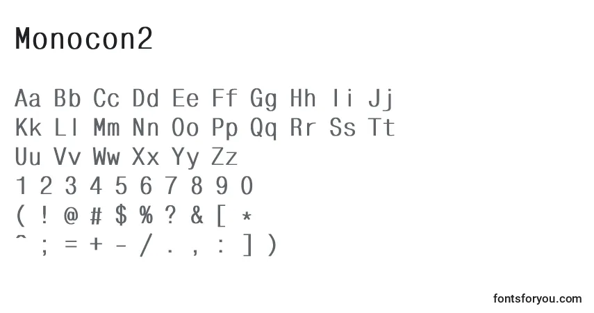 A fonte Monocon2 – alfabeto, números, caracteres especiais