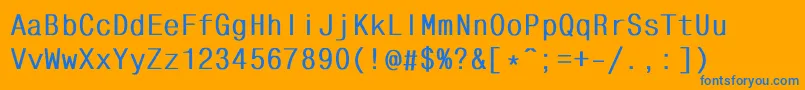 Monocon2-Schriftart – Blaue Schriften auf orangefarbenem Hintergrund