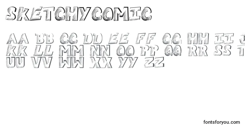Schriftart Sketchycomic – Alphabet, Zahlen, spezielle Symbole
