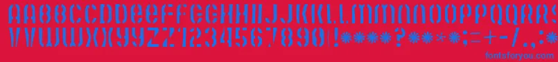 Mutefruitskimpykrash Font – Blue Fonts on Red Background