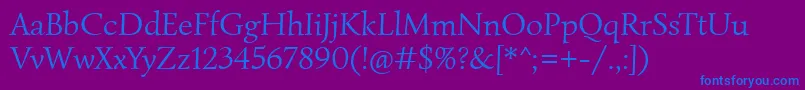 Czcionka SimonettaRegular – niebieskie czcionki na fioletowym tle