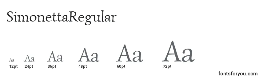 Размеры шрифта SimonettaRegular