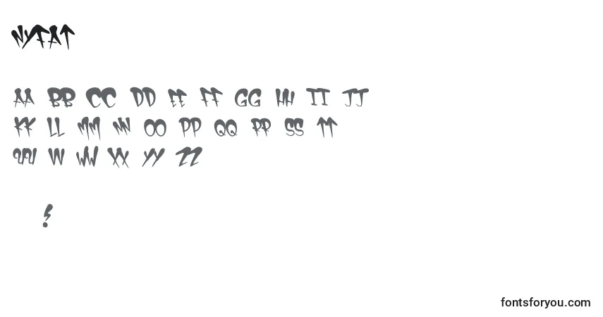 Schriftart NyFat – Alphabet, Zahlen, spezielle Symbole