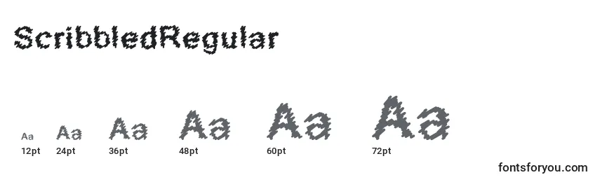 Размеры шрифта ScribbledRegular
