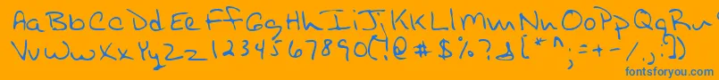 Lehn254-Schriftart – Blaue Schriften auf orangefarbenem Hintergrund