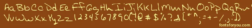Lehn254-Schriftart – Gelbe Schriften auf braunem Hintergrund