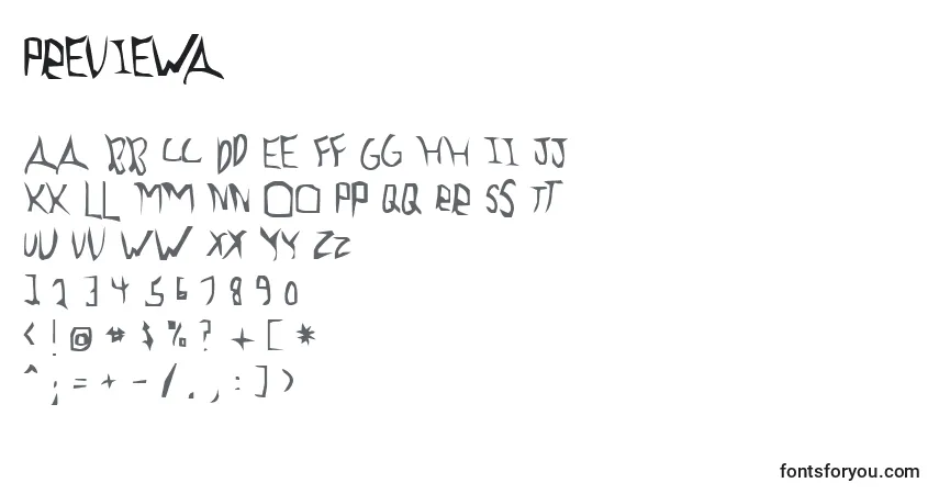 Schriftart Previewa – Alphabet, Zahlen, spezielle Symbole
