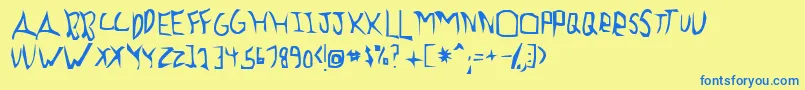 Fonte Previewa – fontes azuis em um fundo amarelo