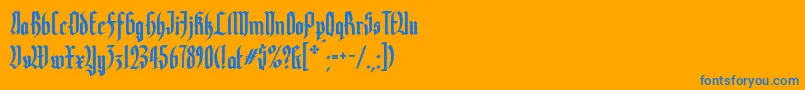 フォントYerninde – オレンジの背景に青い文字