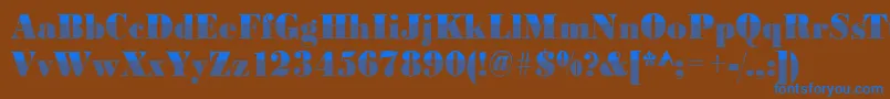 Bodonivert3Regular-Schriftart – Blaue Schriften auf braunem Hintergrund