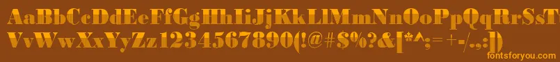 Weitere Informationen zur Bodonivert3Regular-Schriftart Bodonivert3Regular-Schriftart – Orangefarbene Schriften auf braunem Hintergrund