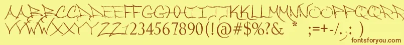 フォントSoLongMyDear – 茶色の文字が黄色の背景にあります。