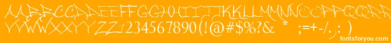 SoLongMyDear-Schriftart – Weiße Schriften auf orangefarbenem Hintergrund