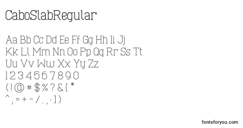 A fonte CaboSlabRegular – alfabeto, números, caracteres especiais