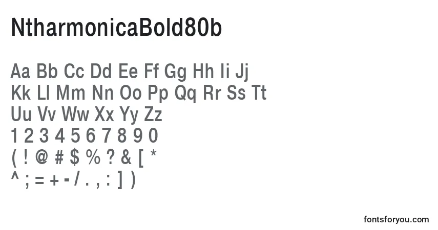 Czcionka NtharmonicaBold80b – alfabet, cyfry, specjalne znaki