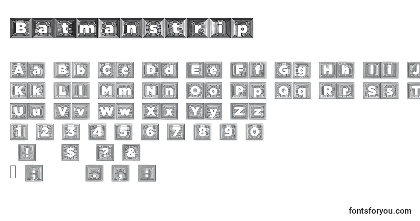 Schriftart Batmanstrip – Alphabet, Zahlen, spezielle Symbole