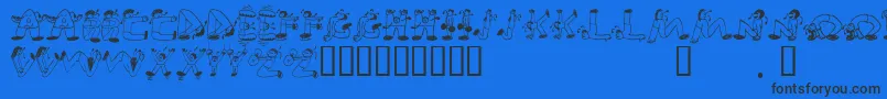 フォントEdbSweatinIt – 黒い文字の青い背景