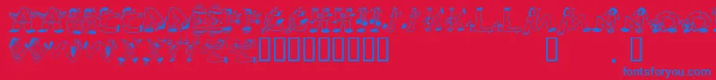 EdbSweatinIt Font – Blue Fonts on Red Background