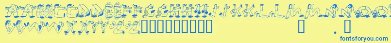 EdbSweatinIt Font – Blue Fonts on Yellow Background