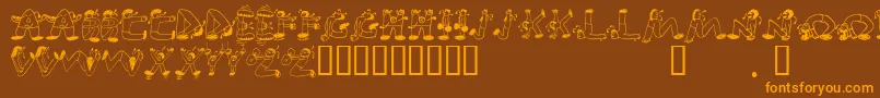 EdbSweatinIt Font – Orange Fonts on Brown Background