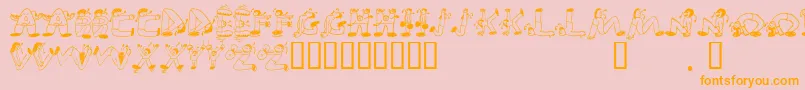 EdbSweatinIt-Schriftart – Orangefarbene Schriften auf rosa Hintergrund