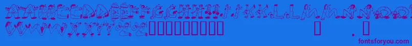 Шрифт EdbSweatinIt – фиолетовые шрифты на синем фоне