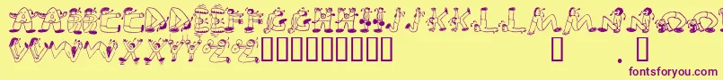 EdbSweatinIt Font – Purple Fonts on Yellow Background