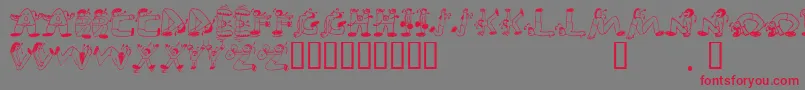 フォントEdbSweatinIt – 赤い文字の灰色の背景