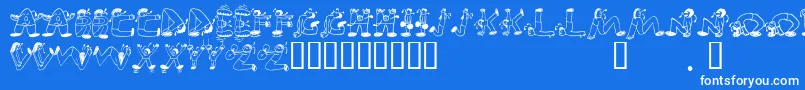 EdbSweatinIt Font – White Fonts on Blue Background