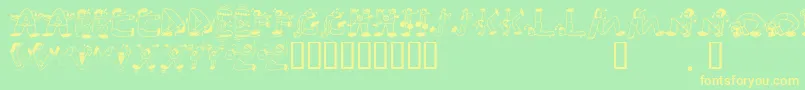 EdbSweatinIt-Schriftart – Gelbe Schriften auf grünem Hintergrund