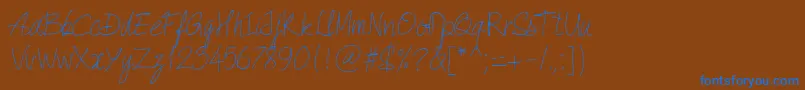 フォントPwQuickWrite – 茶色の背景に青い文字