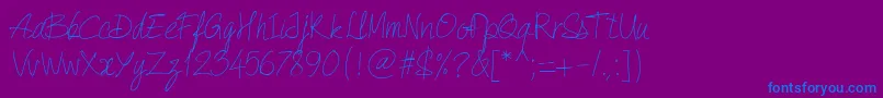 PwQuickWrite-fontti – siniset fontit violetilla taustalla