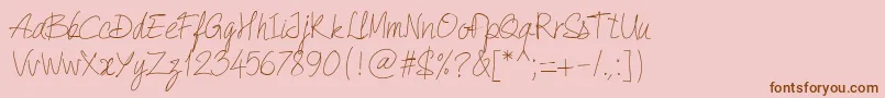 フォントPwQuickWrite – ピンクの背景に茶色のフォント