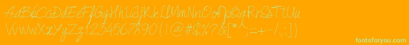PwQuickWrite-fontti – vihreät fontit oranssilla taustalla