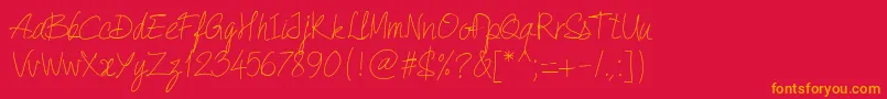 PwQuickWrite-Schriftart – Orangefarbene Schriften auf rotem Hintergrund