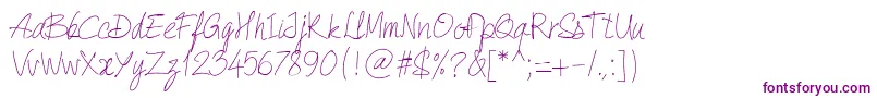 PwQuickWrite-fontti – violetit fontit valkoisella taustalla