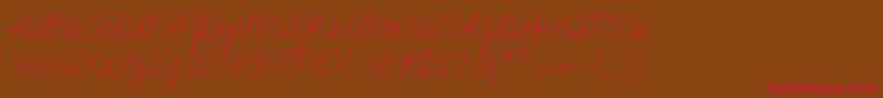 PwQuickWrite-fontti – punaiset fontit ruskealla taustalla