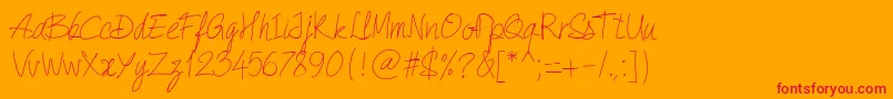 フォントPwQuickWrite – オレンジの背景に赤い文字